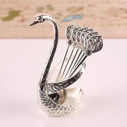 قاشق مدل پایه قو کد 7 بسته 6 عددی به همراه جا قاشقی