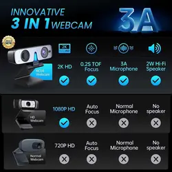 وب کم راک ویر مدل 2K VIDEO SOUNDBAR WITH SPEAKER