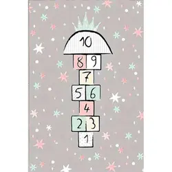 فرشینه اتاق کودک طرح بازی لی لی رنگ طوسی