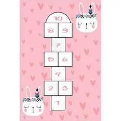 فرشینه اتاق کودک طرح بازی لی لی رنگ صورتی