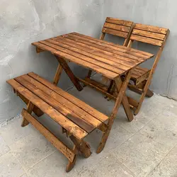 میز و نیمکت و صندلی چوبی تاشو کد 013