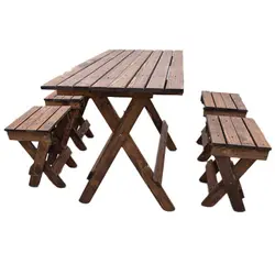 میز و چهارپایه چهارنفره چوبی تاشو مدل 009
