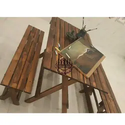 میز و نیمکت چوبی شش نفره کد 008