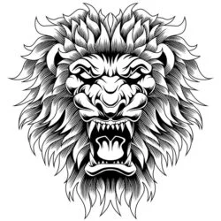 وکتور طرح تاتو سر شیر عصبانی