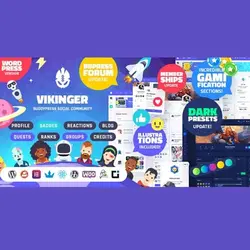 قالب اجتماعی وایکینگر با بادی پرس و گیمی پرس | پوسته Vikinger