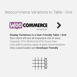 افزونه ووکامرس نمایش جزئیات محصول در جدول | Variations to Table – Grid