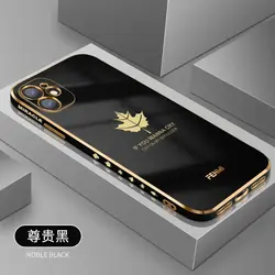 قاب الکتروپلیتینگ طرح برگ آیفون 12آیفونiPhone 12 Electroplating Case with Leaf logo