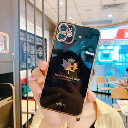 قاب الکتروپلیتینگ طرح برگ آیفون 12آیفونiPhone 12 Electroplating Case with Leaf logo