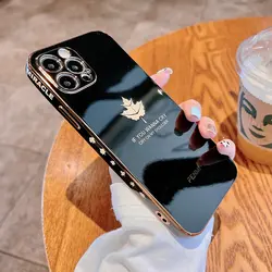 قاب الکتروپلیتینگ طرح برگ آیفون 12 پرومکسآیفونiPhone 12 Pro Max Electroplating Case with Leaf logo
