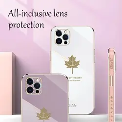 قاب الکتروپلیتینگ طرح برگ آیفون 12 پرومکسآیفونiPhone 12 Pro Max Electroplating Case with Leaf logo