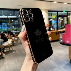 قاب الکتروپلیتینگ طرح برگ آیفون 12 پرومکسآیفونiPhone 12 Pro Max Electroplating Case with Leaf logo