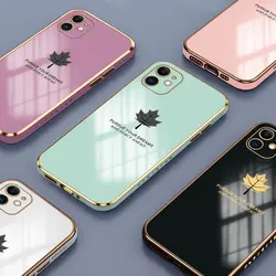 قاب الکتروپلیتینگ طرح برگ آیفون 11آیفونiPhone 11 Electroplating Case with Leaf logo