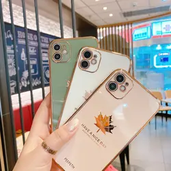 قاب الکتروپلیتینگ طرح برگ آیفون 11آیفونiPhone 11 Electroplating Case with Leaf logo