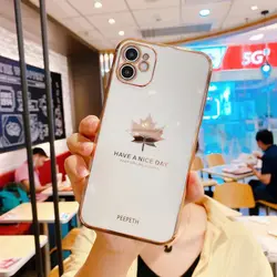 قاب الکتروپلیتینگ طرح برگ آیفون 11آیفونiPhone 11 Electroplating Case with Leaf logo