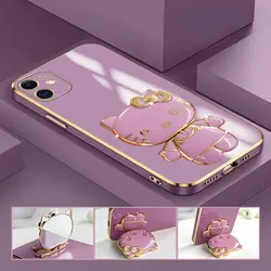 قاب الکتروپلیتینگ طرح هلو کیتی آیفون 12اپلiphone 12 Electroplating Case with Hello Kitty Holder