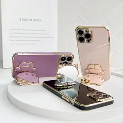 قاب الکتروپلیتینگ طرح هلو کیتی آیفون 14 پرومکساپلiphone 14 Pro Max Electroplating Case with Hello Kitty Holder