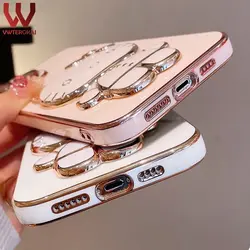 قاب الکتروپلیتینگ طرح هلو کیتی آیفون 14 پرومکساپلiphone 14 Pro Max Electroplating Case with Hello Kitty Holder