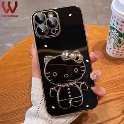 قاب الکتروپلیتینگ طرح هلو کیتی آیفون 14 پرومکساپلiphone 14 Pro Max Electroplating Case with Hello Kitty Holder
