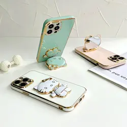قاب الکتروپلیتینگ طرح هلو کیتی آیفون 14 پرومکساپلiphone 14 Pro Max Electroplating Case with Hello Kitty Holder