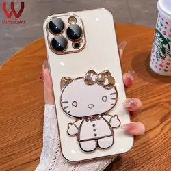 قاب الکتروپلیتینگ طرح هلو کیتی آیفون 12 پرومکساپلiphone 12 Pro Max Electroplating Case with Hello Kitty Holder