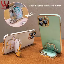 قاب الکتروپلیتینگ طرح هلو کیتی آیفون 12 پرومکساپلiphone 12 Pro Max Electroplating Case with Hello Kitty Holder
