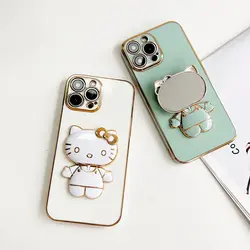 قاب الکتروپلیتینگ طرح هلو کیتی آیفون 12 پرومکساپلiphone 12 Pro Max Electroplating Case with Hello Kitty Holder
