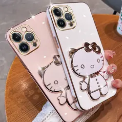 قاب الکتروپلیتینگ طرح هلو کیتی آیفون 12 پرومکساپلiphone 12 Pro Max Electroplating Case with Hello Kitty Holder