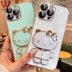 قاب الکتروپلیتینگ طرح هلو کیتی آیفون 12 پرومکساپلiphone 12 Pro Max Electroplating Case with Hello Kitty Holder