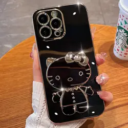 قاب الکتروپلیتینگ طرح هلو کیتی آیفون 13 پرومکساپلiphone 13 Pro Max Electroplating Case with Hello Kitty Holder