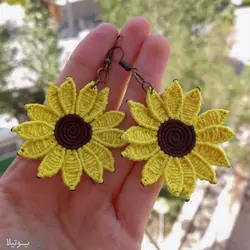 گوشواره مکرومه آفتابگردان
