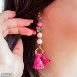 گوشواره مکرومه بافی گل پری‌جون