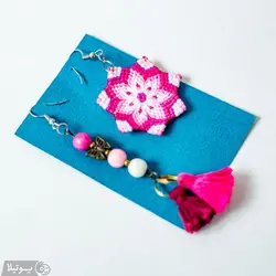 گوشواره مکرومه بافی گل پری‌جون