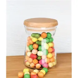 جا حبوبات شیشه ای MGS با درب چوبی ۶۰۰cc – مدل B 600W