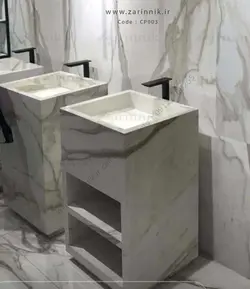 روشویی سرامیکی پایه دار زرین نیک کد CP003 طول 50 سانتی متر