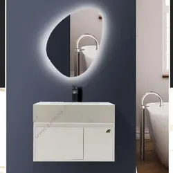 روشویی سرامیکی دیواری با کابین زرین نیک کد CM504 طول 70 سانتی متر