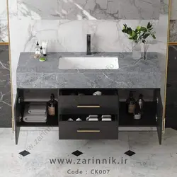 روشویی سرامیکی مدرن با کابین زرین نیک کد CK007 طول 120 سانتی متر