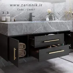 روشویی سرامیکی مدرن با کابین زرین نیک کد CK007 طول 120 سانتی متر