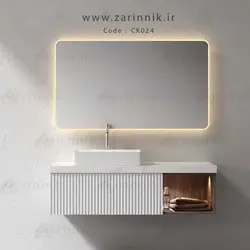 روشویی سرامیکی مدرن با کابین زرین نیک کد CK024 طول 80 سانتی متر