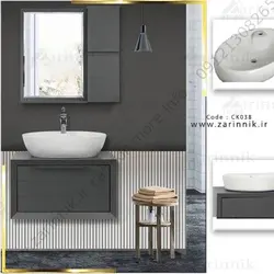 روشویی سرامیکی مدرن با کابین زرین نیک کد CK038 طول 70 سانتی متر