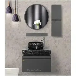 روشویی کابینتی دیواری پترا طوسی مات سایز 60 همراه آینه باکس