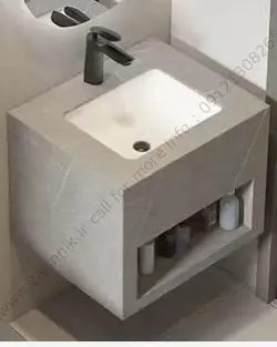 روشویی مدرن سرامیکی با شلف دیواری طوسی و سفید کاسه توکار 60 سانت کد CD018