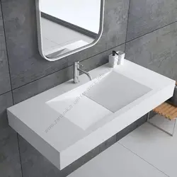 روشویی مدرن سرامیکی دیواری سفید کاسه توکار 80 سانت کد CD002