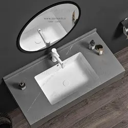 روشویی مدرن سرامیکی دیواری طوسی و سفید کاسه توکار 80 سانت کد CD021