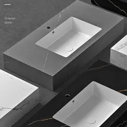 روشویی مدرن سرامیکی دیواری طوسی و سفید کاسه توکار 80 سانت کد CD021