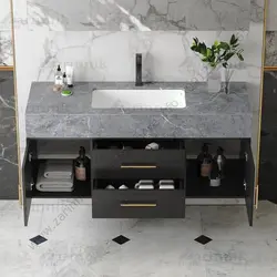 روشویی مدرن سرامیکی کابینتی دیواری سفید فول ست کاسه توکار 120 سانت کد CF004