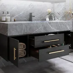 روشویی مدرن سرامیکی کابینتی دیواری سفید فول ست کاسه توکار 120 سانت کد CF004