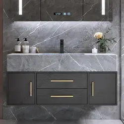 روشویی مدرن سرامیکی کابینتی دیواری سفید فول ست کاسه توکار 120 سانت کد CF004