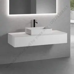 روشویی مدرن سرامیکی کابینتی دیواری سفید فول ست کاسه روکار 80 سانت کد CD001