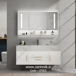 روشویی مدرن سرامیکی کابینتی دیواری طوسی فول ست کاسه توکار 120 سانت کد CF003