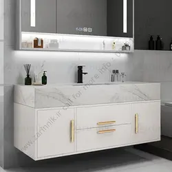 روشویی مدرن سرامیکی کابینتی دیواری طوسی فول ست کاسه توکار 120 سانت کد CF003